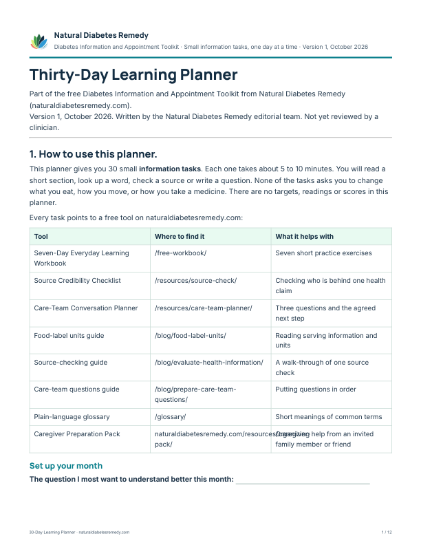 First page of the 30-Day Learning Planner
